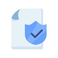 Protect document file paper page shield secure single isolated icon with flat style