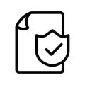 Protect document file paper page shield secure single isolated icon with outline style