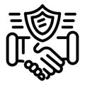 Protect handshake icon, outline style Royalty Free Stock Photo