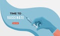 Protect health vaccination campaign concept vector banner background in modern simple style. Nurse, doctor hand hold