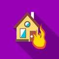 Protect home from fire icon, flat style Royalty Free Stock Photo