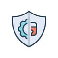 Color illustration icon for Protect, defend and folder