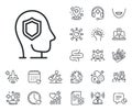 Psychology therapy line icon. Protect mental health sign. Online doctor, patient and medicine. Vector