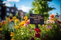 Protect Our Planet: A Colorful Protest Sign Amidst a Lush Urban Rooftop Garden Royalty Free Stock Photo