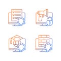 Protect private data gradient linear vector icons set