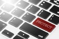 "PROTECT" Red button keyboard on laptop computer for Business and Technology concept Royalty Free Stock Photo