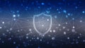 Protect and Security concept. Digital Shield on abstract technology background, Royalty Free Stock Photo