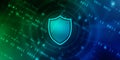 Protect and Security concept. Digital Shield on abstract technology background, Royalty Free Stock Photo