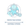 Protect self-esteem turquoise concept icon