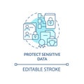 Protect sensitive data blue concept icon