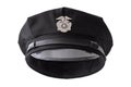 Protect and serve, law enforcement and american cop concept police officer hat isolated on white background with clipping path cut