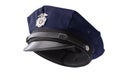 Protect and serve, law enforcement and american cop concept police officer hat isolated on white background with clipping path cut