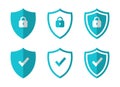 Protect, shield guard protection icon vector. Lock security safety sign symbol Royalty Free Stock Photo