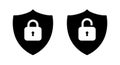 Protect, shield protection icon vector in flat style. Lock and unlock security defense sign symbol Royalty Free Stock Photo