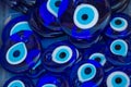 Protect Traditional Blue Evil Eyes turkish souvenir on branch tree. Sale in the market, Turkish Bazaar. Ankara, Turkey Royalty Free Stock Photo