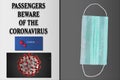 Protect from & x28;COVID-19& x29; Coronavirus Disease. Passengers beware of corona virus. Stay Home Save Lives. Medical face mask Royalty Free Stock Photo