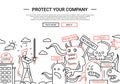 Protect Your Company - line design website banner temlate