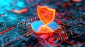 Protect your data with a digital glowing shield that ensures personal information privacy and robust cyber security Royalty Free Stock Photo