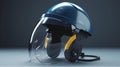 A protective helmet featuring anti-virus software for system protection created with Generative AI