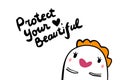 Protect your heart beautiful woman girl. Motivation lettering Royalty Free Stock Photo