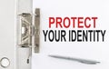 PROTECT YOUR IDENTITY text on the paper folder with pen. Business concept Royalty Free Stock Photo