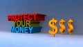 Protect your money on blue Royalty Free Stock Photo