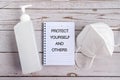 Protect yourself and others text on note pad Covid - 19 concept Royalty Free Stock Photo