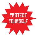 PROTECT YOURSELF stamp on white background