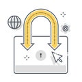 Protected connection related color line vector icon, illustration
