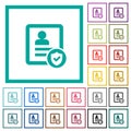 Protected contact flat color icons with quadrant frames Royalty Free Stock Photo