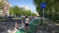 Protected and Dedicated Bike Lane in Berlin - Green with Bicycle Sign