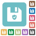 Protected file rounded square flat icons