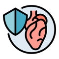 Protected heart icon vector flat