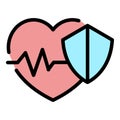 Protected heart rate icon color outline vector