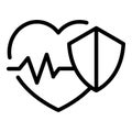 Protected heart rate icon, outline style Royalty Free Stock Photo