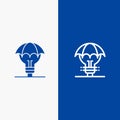 Protected Ideas, Copyright, Defense, Idea, Patent Line and Glyph Solid icon Blue banner Line and Glyph Solid icon Blue banner