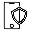 Protected iphone icon, outline style