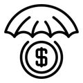 Protected money umbrella icon, outline style