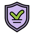 Protected shield audit icon color outline vector