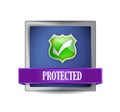 Protected shield button icon illustration Royalty Free Stock Photo