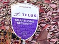 A Protected by Telus sign Smart Home Security