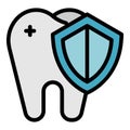 Protected tooth icon color outline vector