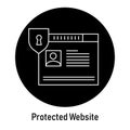 Protected Website GDPR Icon: Data Security Online. GDPR website data security, online data protection, secure web platform.