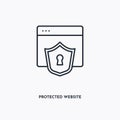 Protected website outline icon. Simple linear element illustration. Isolated line Protected website icon on white background. Thin Royalty Free Stock Photo