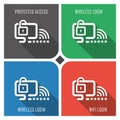 Protected wifi flat vector icon on colorful background. simple PC web icons eps8.