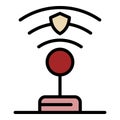 Protected wifi icon color outline vector
