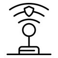 Protected wifi icon, outline style