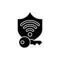 Protected wifi password black glyph icon