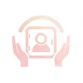 Protecting Digital Identity: Hands Gently Holding a Secure Data Icon Royalty Free Stock Photo