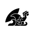 Protecting head while falling from surfboard black glyph icon Royalty Free Stock Photo